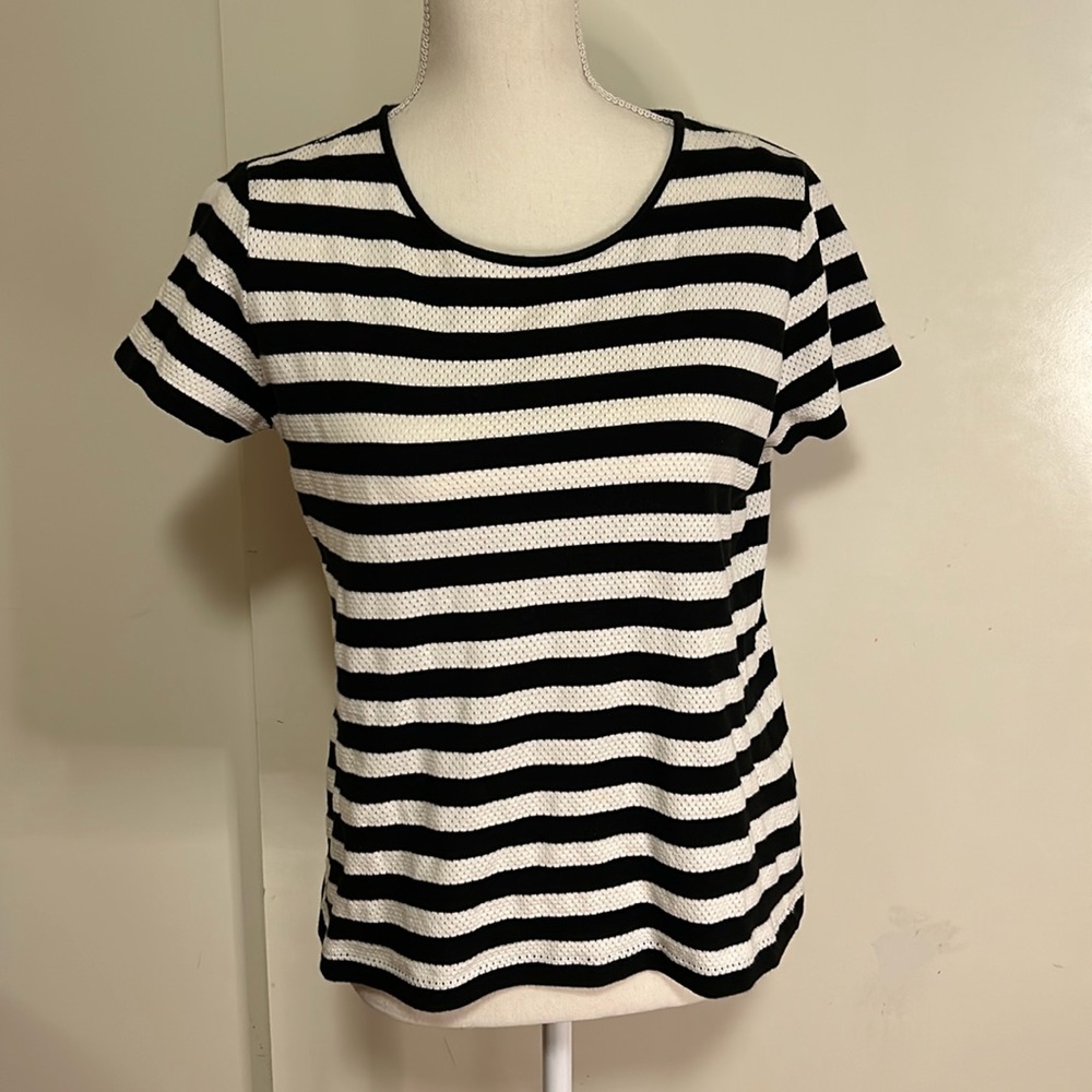 Lauren Ralph Lauren Black & White Stripe 100% Cotton Top